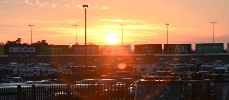 Sunset over infield campers